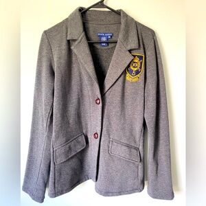 NWOT Ralph Lauren Crested Cotton Blend Grey Blazer Medium